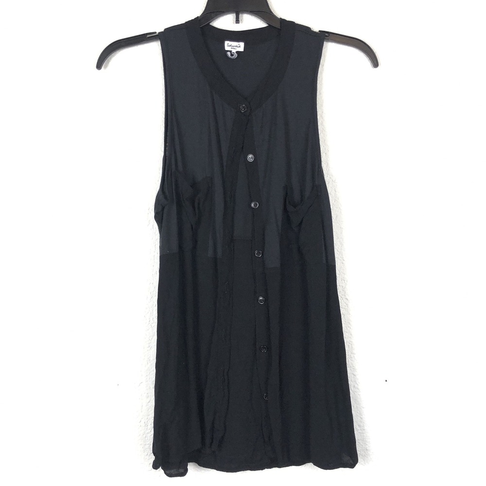 Splendid womens blouse size s Button up Black Sleeveless - Picture 2 of 4